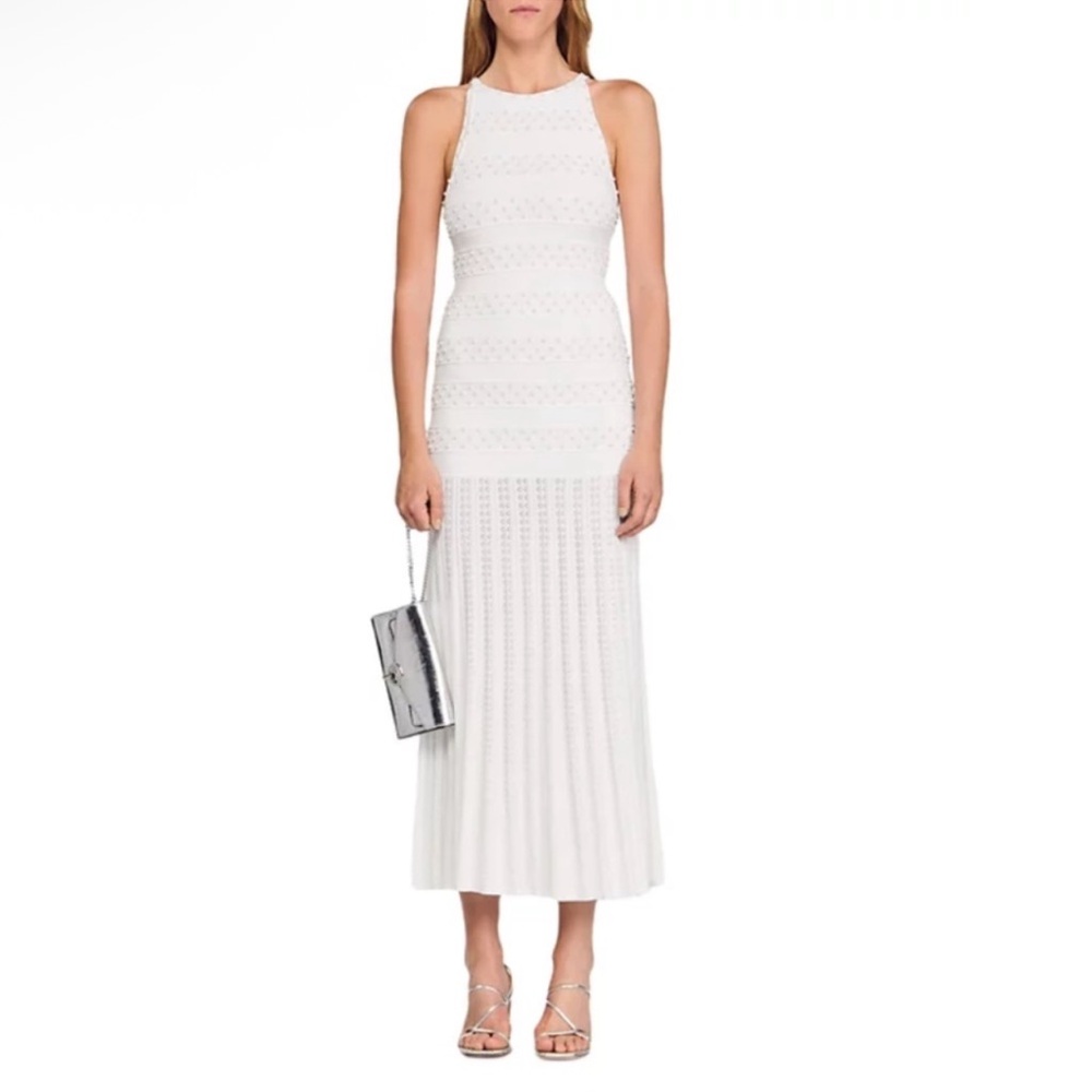 Sandro Ecru Pearl Dress Size US 10
